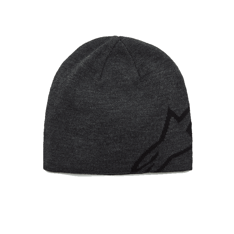 Alpinestars Corp Shift Beanie, bonnet en tricot, gris anthracite chiné et noir, doté d'un grand logo Alpinestars noir en jacquard sur le côté, construction en maille jersey tricotée, couvre-chef d'hiver décontracté inspiré des sports mécaniques