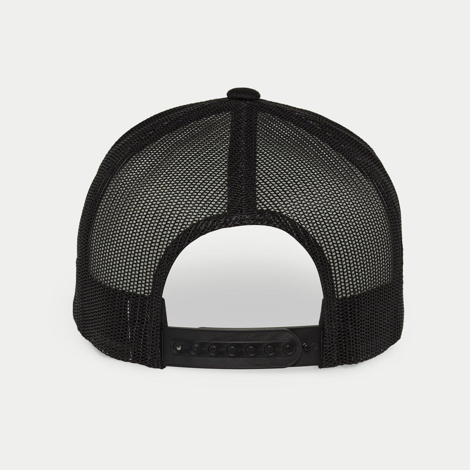 Alpinestars Flag Snapback pet, Military Black, achteraanzicht met zwarte stretch mesh panelen en verstelbare kunststof snapback-sluiting, casual streetwear accessoire