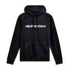 Alpinestars Sweat À Capuche Linear Wordmark V3, sweat à capuche de sportswear noir avec logo blanc sur la poitrine et marquage rouge sur la manche