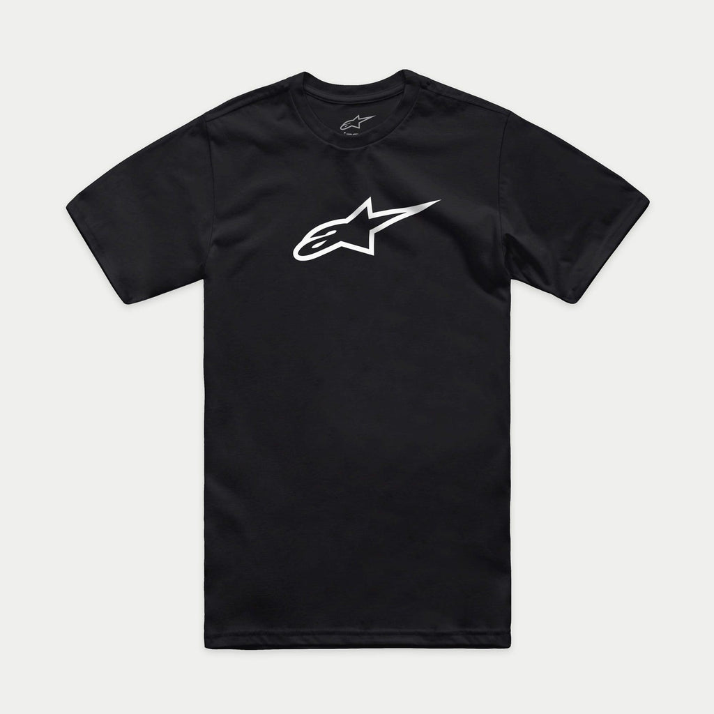 Alpinestars Ageless 2.0 CSF Tee, T-shirt met korte mouwen, zwart met wit Ageless-logo op de borst, casual motorsport sportkleding