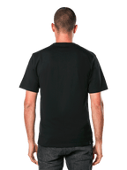 Alpinestars Always 2.0 CSF Tee, t-shirt à manches courtes, noir, vue arrière montrant le design uni du dos, porté par un mannequin, style sportswear décontracté