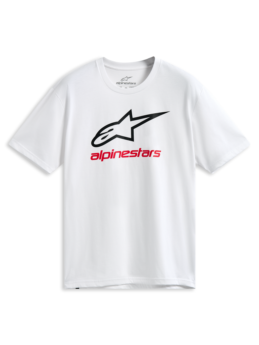 Alpinestars Always 2.0 CSF Tee, T-shirt met korte mouwen, wit, Astars-logo met zwarte omtrek en rode Alpinestars-graphic, casual motorsport sportkleding