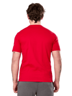 Alpinestars Linear Wordmark 2.0 CSF Tee, T-shirt met korte mouwen, rood, achteraanzicht, effen rood met klein wit logo op de mouw, casual design geïnspireerd op de motorsport
