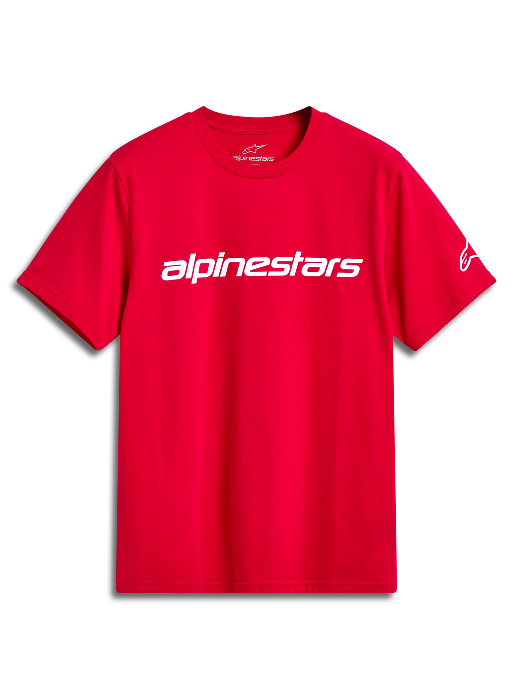Alpinestars Linear Wordmark 2.0 CSF Tee, red short-sleeve sportswear t-shirt with a white chest logo.