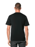 T-shirt Alpinestars MX Helmet CSF, t-shirt à manches courtes, noir, vue de dos sur un modèle, streetwear motorsport décontracté