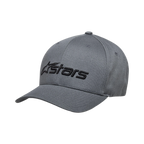Casquette Alpinestars Blaze 2.0, noir anthracite, casquette de baseball structurée avec visière courbée, logo Alpinestars noir texturé sur le devant, design décontracté inspiré des sports mécaniques