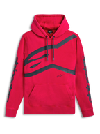 Alpinestars Unbound Hoodie, Red sportswear pullover fleece hoodie with kangaroo pocket, extra-large front logo graphic, and sleeve wordmarks