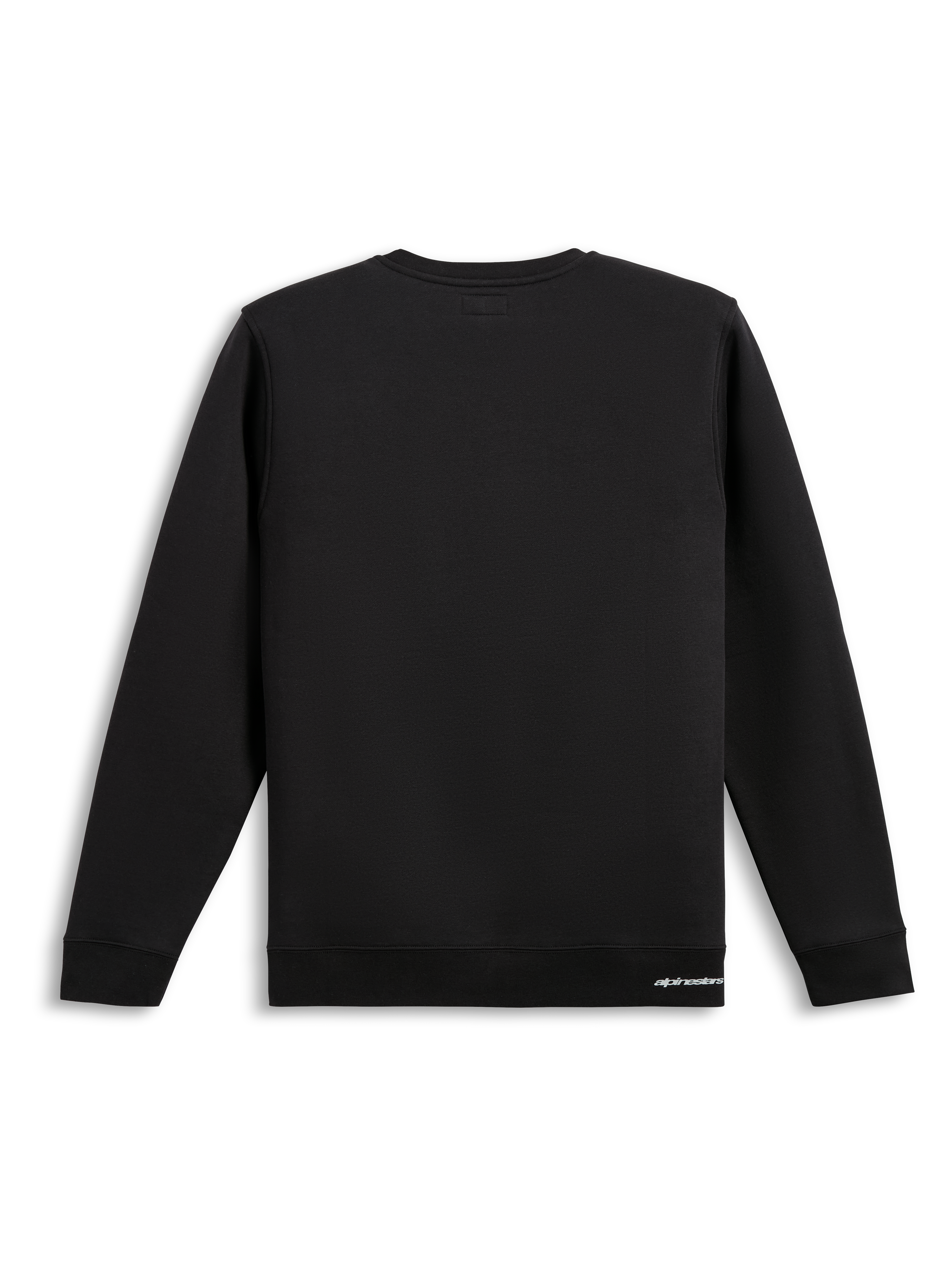 Alpinestars Positive Crew, zwart sportswear sweatshirt, achteraanzicht met een strak katoen-blend pullover-ontwerp, geribbelde zoom en manchetten