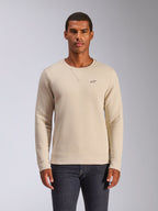 Alpinestars Positive Crew, crewneck sweatshirt, off-white, voorzien van een klein zwart ster-logo op de borst, V-stiksel bij de kraag, geribbelde manchetten en zoom, casual motorsport-geïnspireerde streetwear