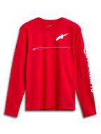 Alpinestars Committed CSF Tee, longsleeve T-shirt, rood, wit Astars-logo op de borst en Alpinestars-branding op de mouw, casual op motorsport geïnspireerd ontwerp