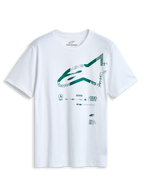 Alpinestars Geografica CSF T-shirt, T-shirt met korte mouwen, wit, groen Astars-logo op de voorkant met multi-tech grafische print, casual motorsport vrijetijdskleding