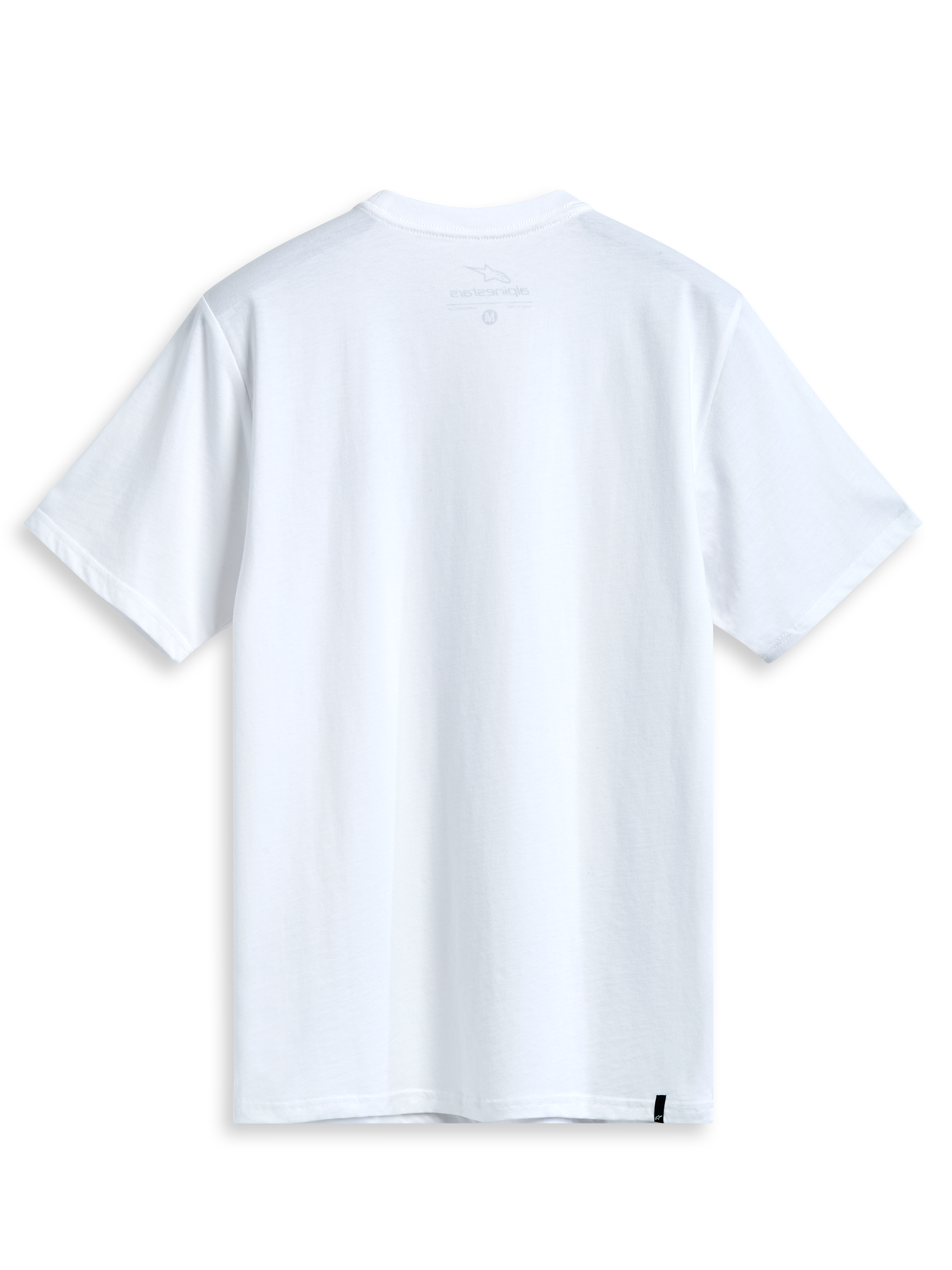 Alpinestars Geografica Csf Tee, T-shirt met korte mouwen, wit, achteraanzicht, strak ontwerp met klein zwart geweven label op de zoom, casual motorsport streetwear