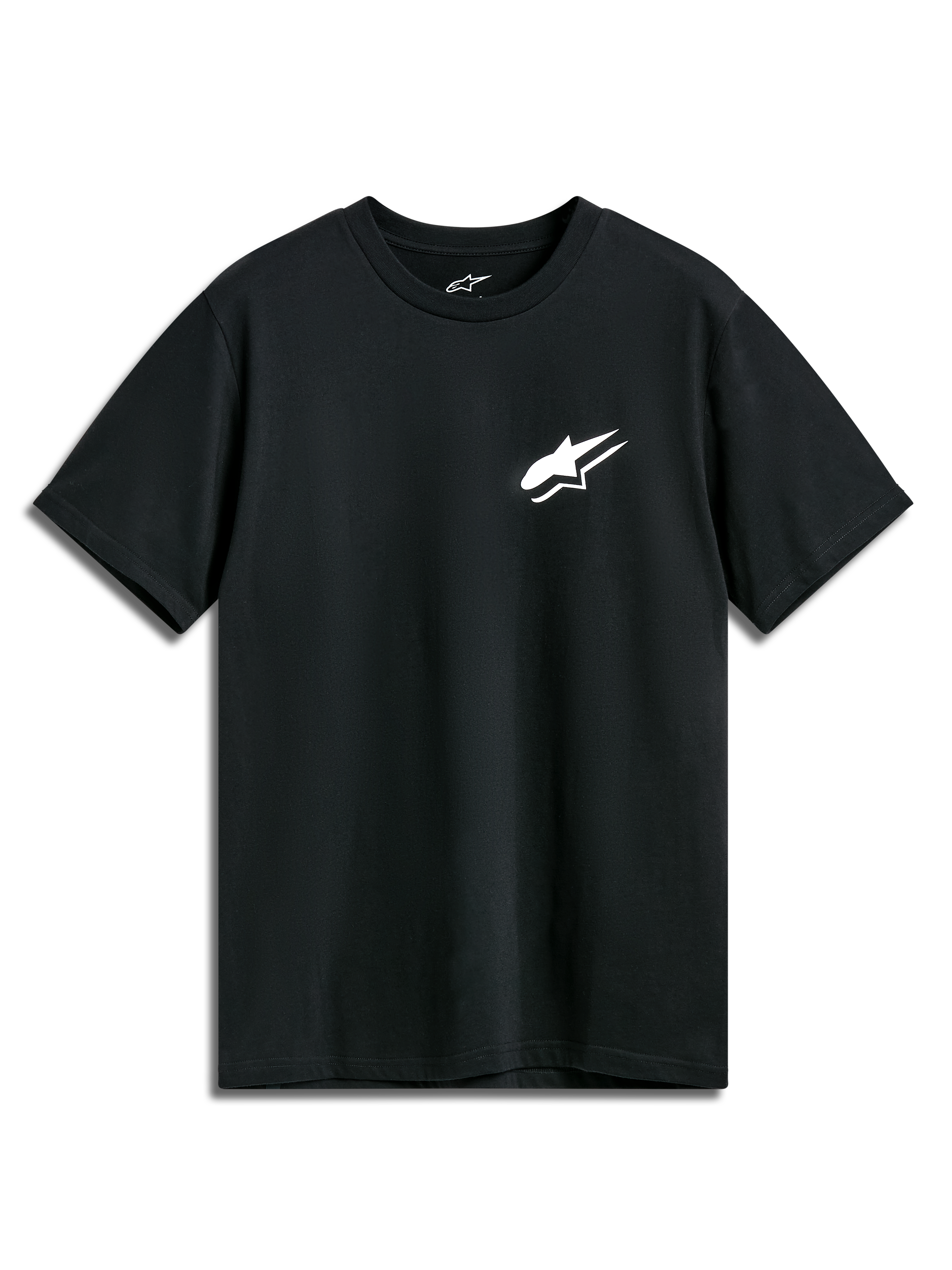 Alpinestars Formulate CSF Tee, t-shirt met korte mouwen, zwart, wit Astars-logo op de borst, casual motorsport-sportkleding