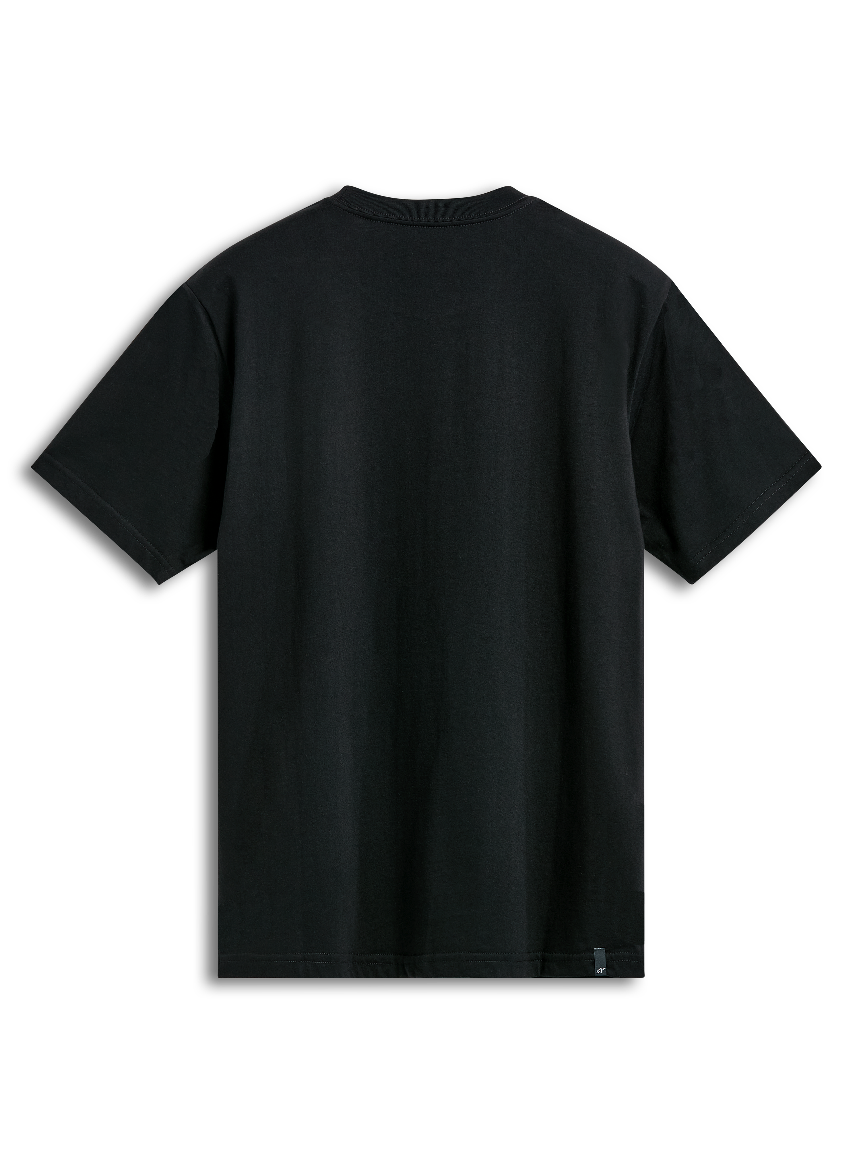 Alpinestars Dot Carbon CSF T-shirt met korte mouwen, zwart, achteraanzicht met externe labeling, casual sportswear.