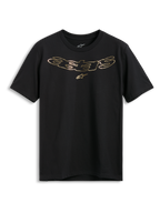 Alpinestars Luxo CSF Tee, T-shirt met korte mouwen, zwart, metallic goudkleurig Astars-logo met stersymbool op de borst, casual motorsport streetwear