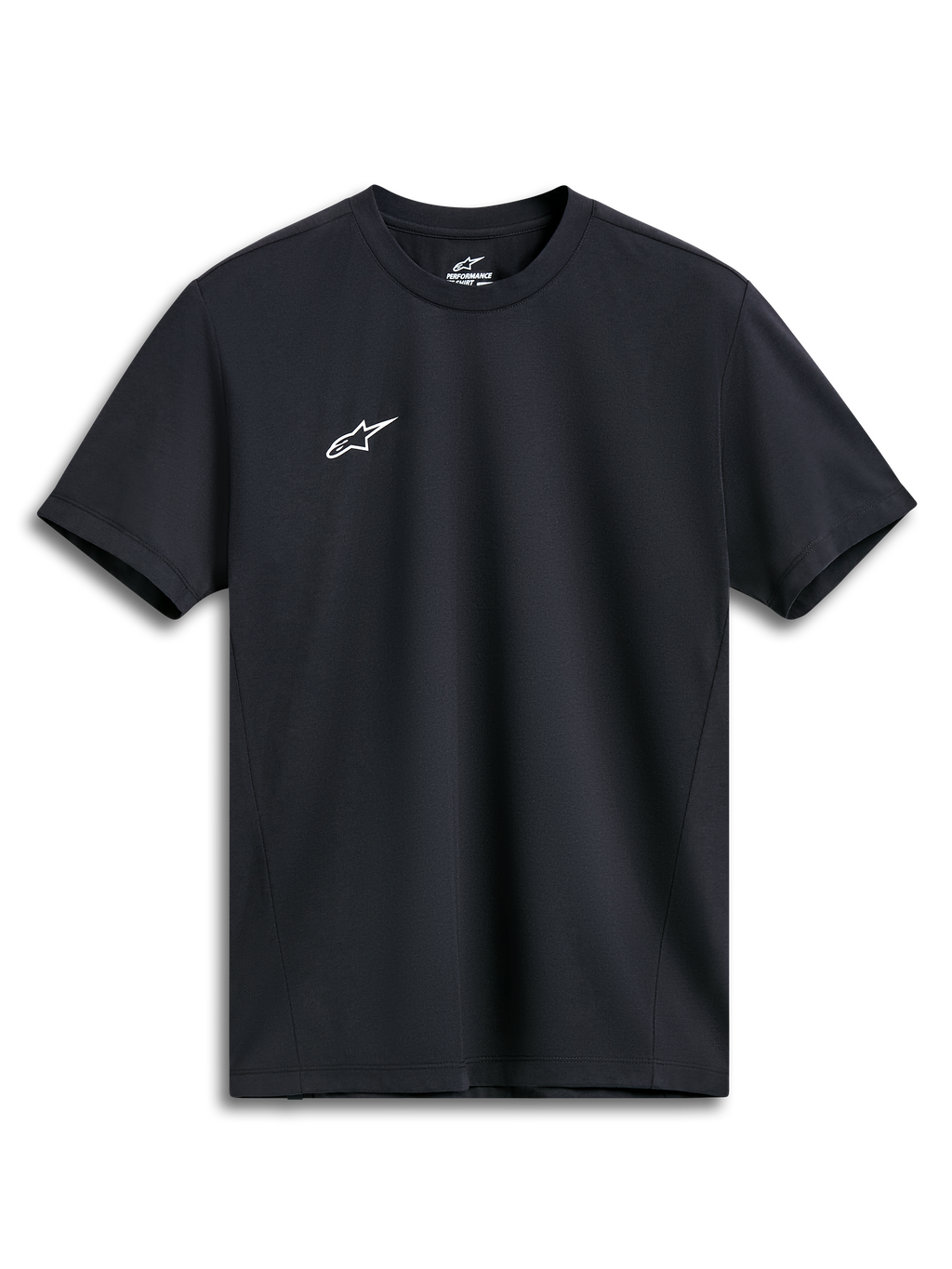 Alpinestars Point Performance Tee, T-shirt met korte mouwen, zwart, klein wit Astars-logo op de borst, performance sportkleding