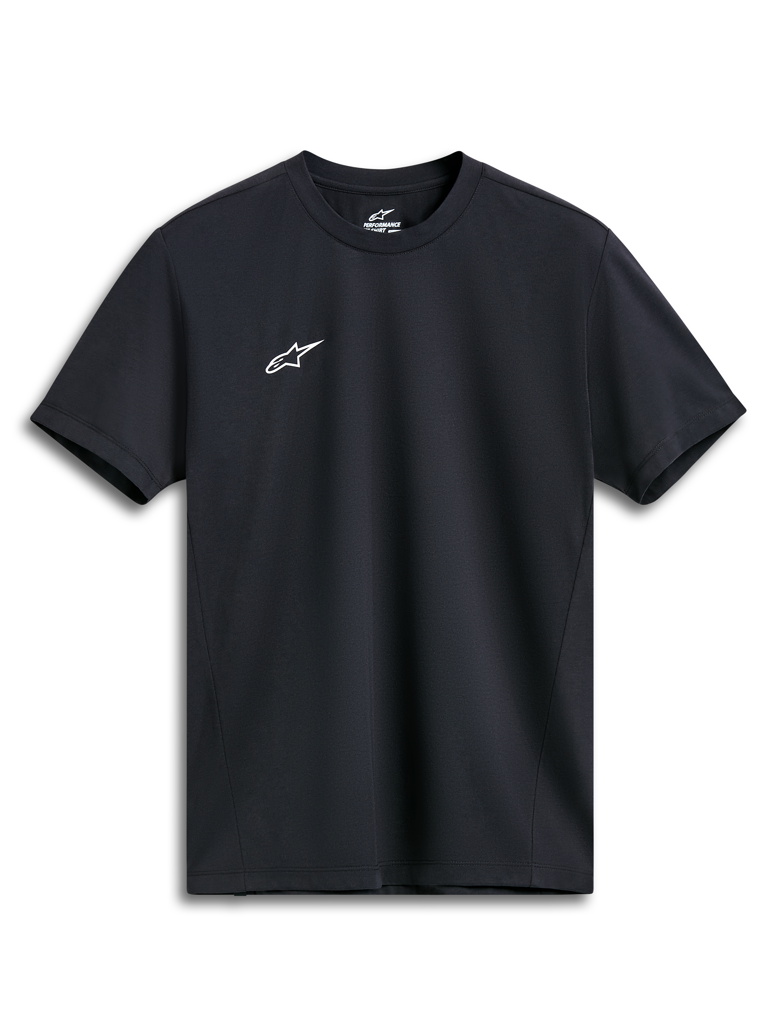 Alpinestars Point Performance Tee, T-shirt met korte mouwen, zwart, klein wit Astars-logo op de borst, performance sportkleding