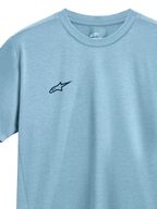 Alpinestars Point Performance Tee, T-shirt met korte mouwen, Ice Blue, klein zwart Alpinestars-logo op de borst, ronde hals, vochtafvoerende prestatiestof