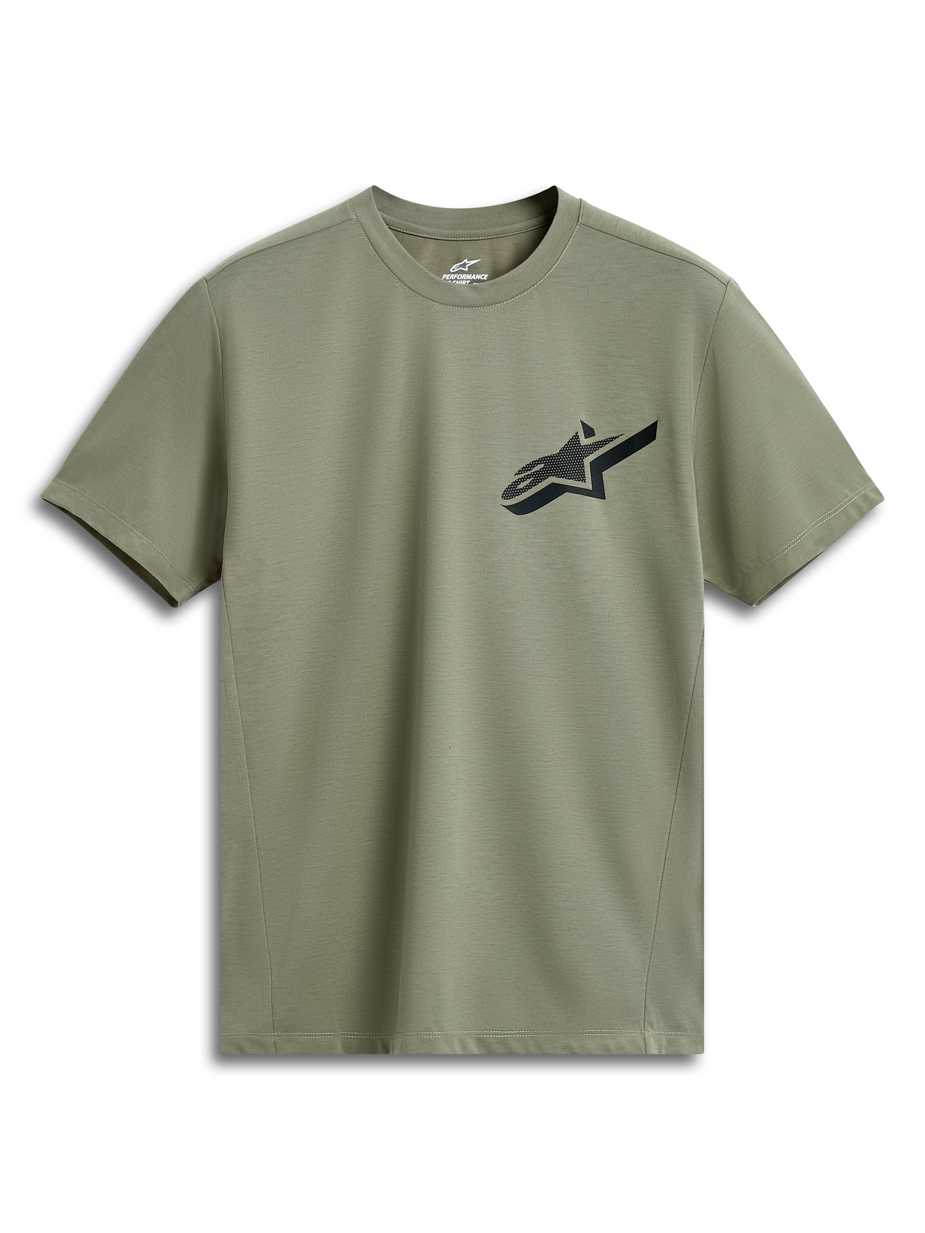 Alpinestars Attrition Performance Tee, T-shirt met korte mouwen, lichtgroen, zwart Astars-logo op de borst, technische jerseystof, duurzame sportkleding