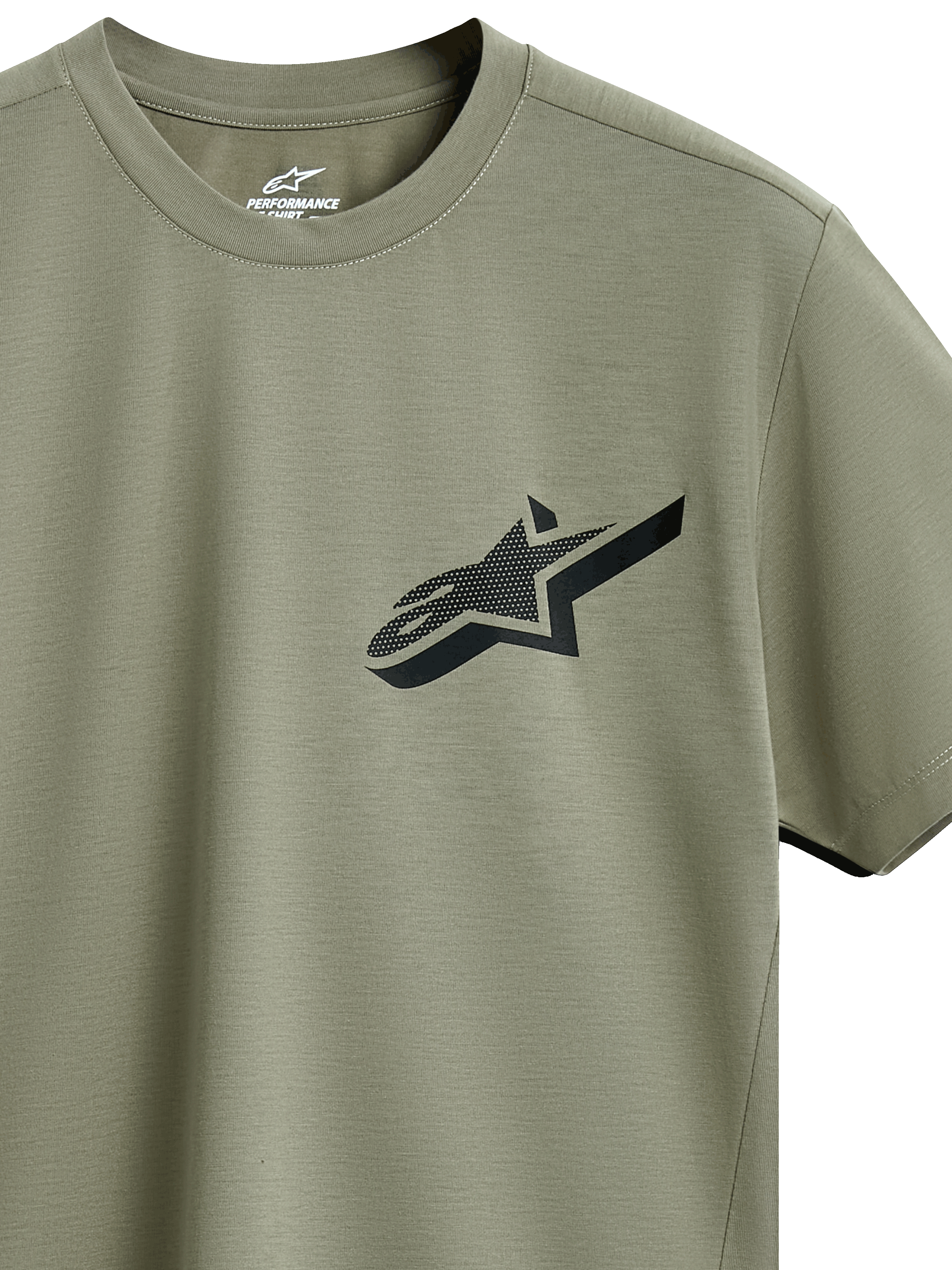 Alpinestars Attrition Performance Tee, T-shirt met korte mouwen, lichtgroen, zwart Astars-logo met getextureerd patroon op de borst, duurzame vochtafvoerende prestatiestof