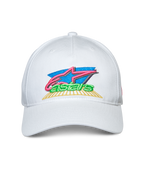 Alpinestars Vivid pet, witte snapback pet met gebogen klep, kleurrijk 3D en plat geborduurd logo aan de voorzijde, casual sportkleding