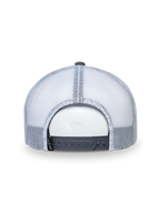 Alpinestars That Way Trucker pet, truckerpet, grijs en wit, achteraanzicht met witte mesh panelen en grijze snapback-sluiting, verstelbare pasvorm, casual sportswear hoofdbedekking