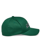 Alpinestars Cereal pet, groen, pet met gebogen klep en gestructureerde kroon, wit en zwart geborduurd logo, zijaanzicht, casual sportkleding
