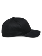 Alpinestars Share pet, zwarte baseballcap met gebogen klep, zijaanzicht, gestructureerde kroon, casual sportkleding geïnspireerd op de motorsport