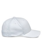 Alpinestars Share pet, witte baseballcap, zijaanzicht, gebogen klep en gestructureerde kroon, stretch keperstof, casual sportkleding accessoire