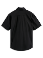 Alpinestars Strive Woven Shirt, geweven overhemd met korte mouwen en knoopsluiting, zwart, achteraanzicht, voorzien van een gestructureerd rugpand, casual motorsport-geïnspireerde streetwear