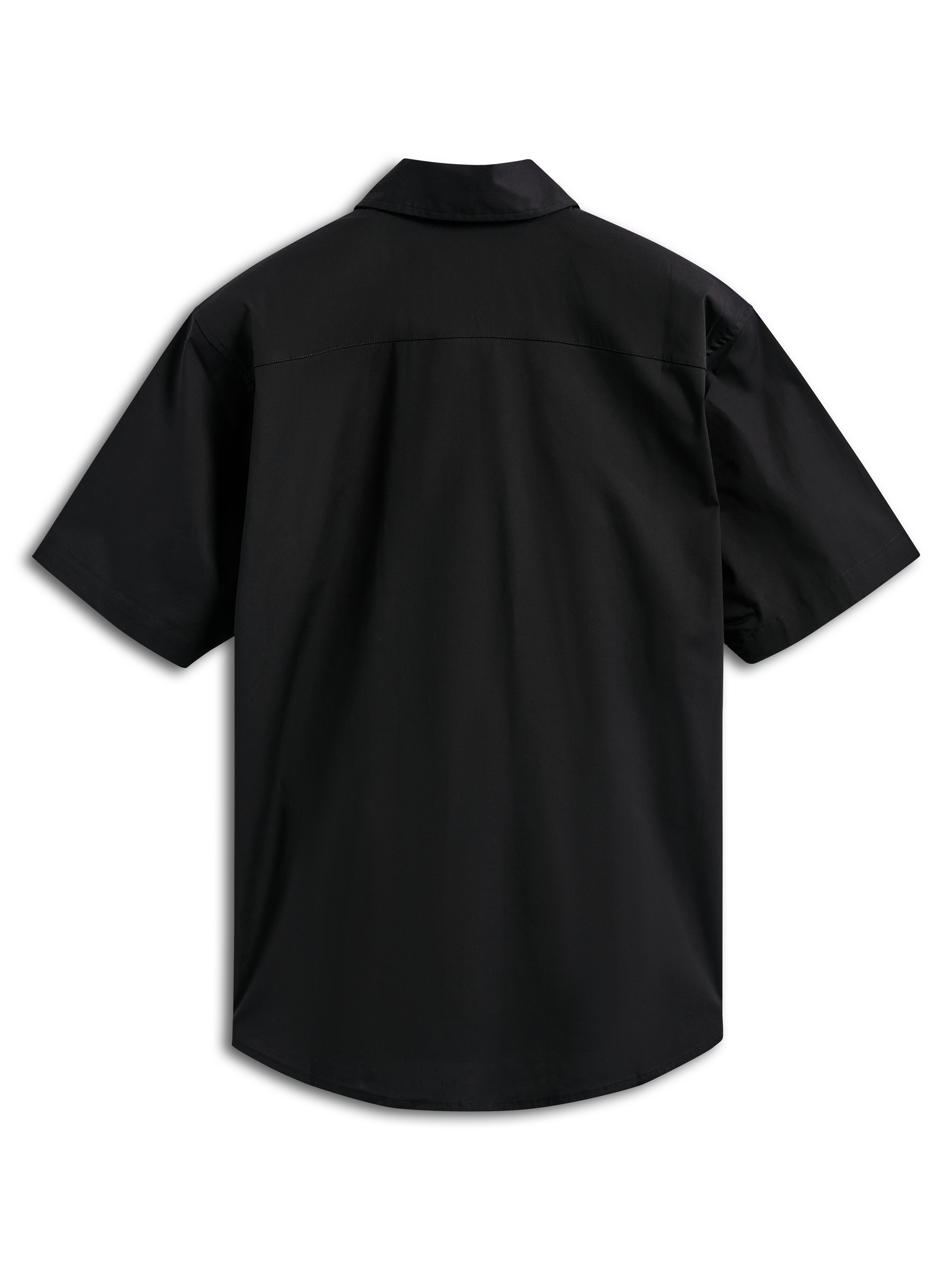 Alpinestars Strive Woven Shirt, geweven overhemd met korte mouwen en knoopsluiting, zwart, achteraanzicht, voorzien van een gestructureerd rugpand, casual motorsport-geïnspireerde streetwear