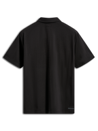 Alpinestars Impetus Sport Polo, polo met korte mouwen, zwart, achteraanzicht met zelfkraag en klein Alpinestars-logo op de onderste zoom, casual mock-mesh sportkleding