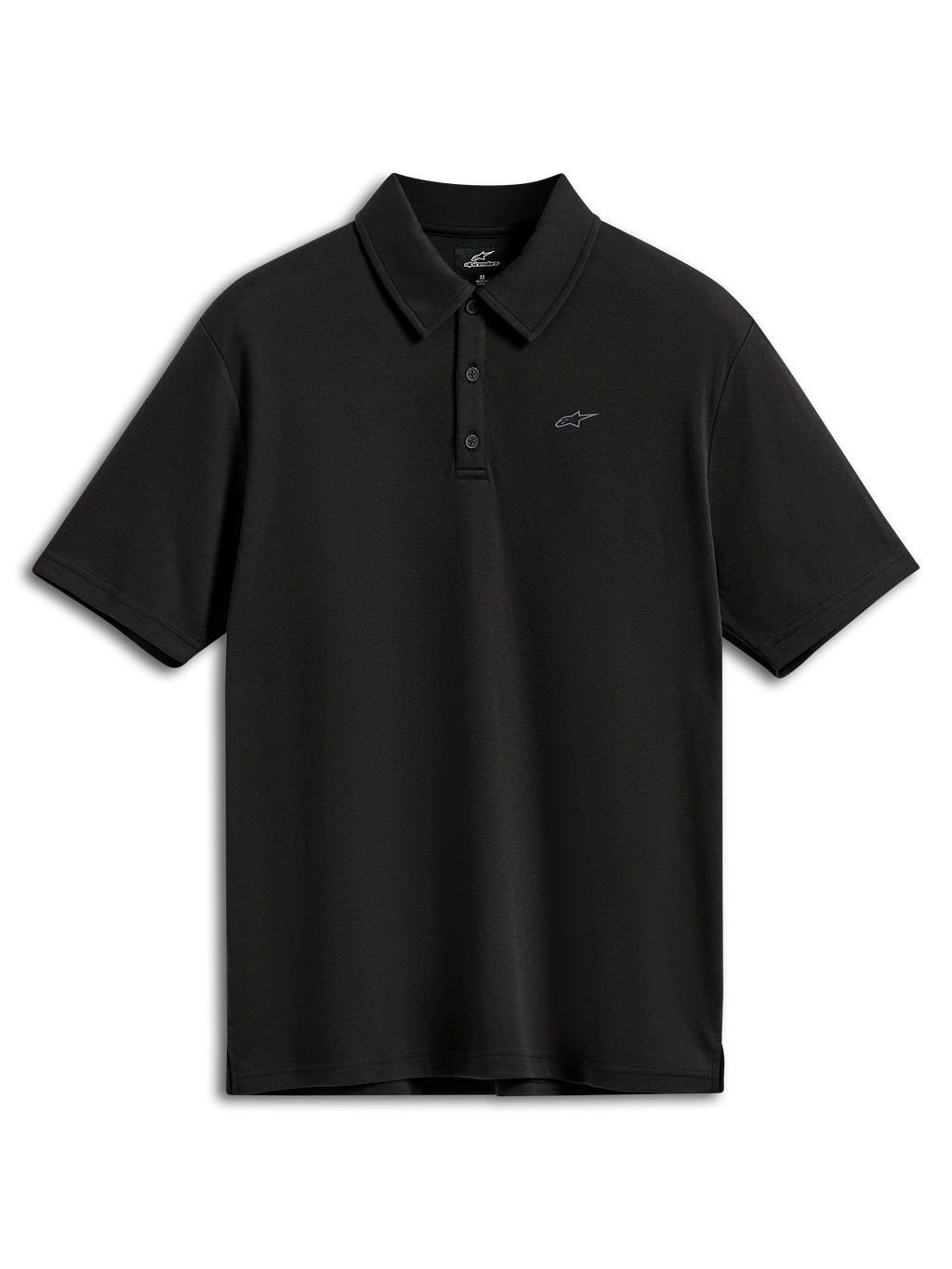 Alpinestars Impetus Sport Polo, polo shirt met korte mouwen, zwart, voorzien van een klein grijs Astars-logo op de borst, sluiting met drie knopen en een zelfkraag, casual sportkleding