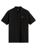 Alpinestars Endeavor Classic Polo, piqué poloshirt met korte mouwen, zwart, voorzien van een klein wit Astars-logo op de borst, sluiting met drie knopen en geribde kraag en manchetten, casual sportkleding