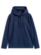 Alpinestars Emergent Oversized Hoodie, navyblauw, pullover fleece met tonaal 3D-geborduurd Astars-logo op de borst, kangoeroezak, capuchon met trekkoord, relaxte pasvorm voor casual streetwear