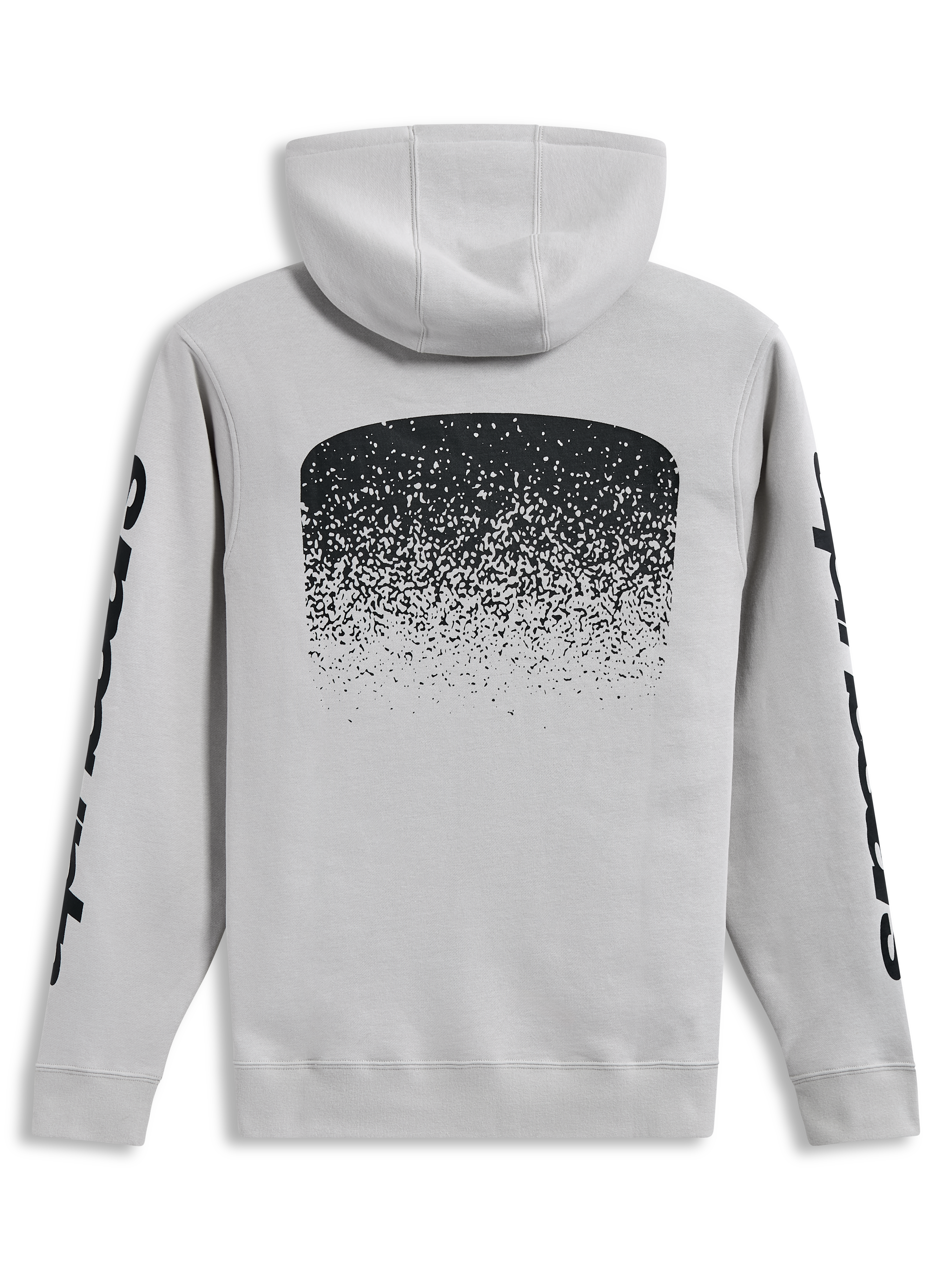 Alpinestars Obsessed Hoodie, grijze sportswear pullover met zwarte MX-verloopgraphic op de rug en logo's op de mouwen.