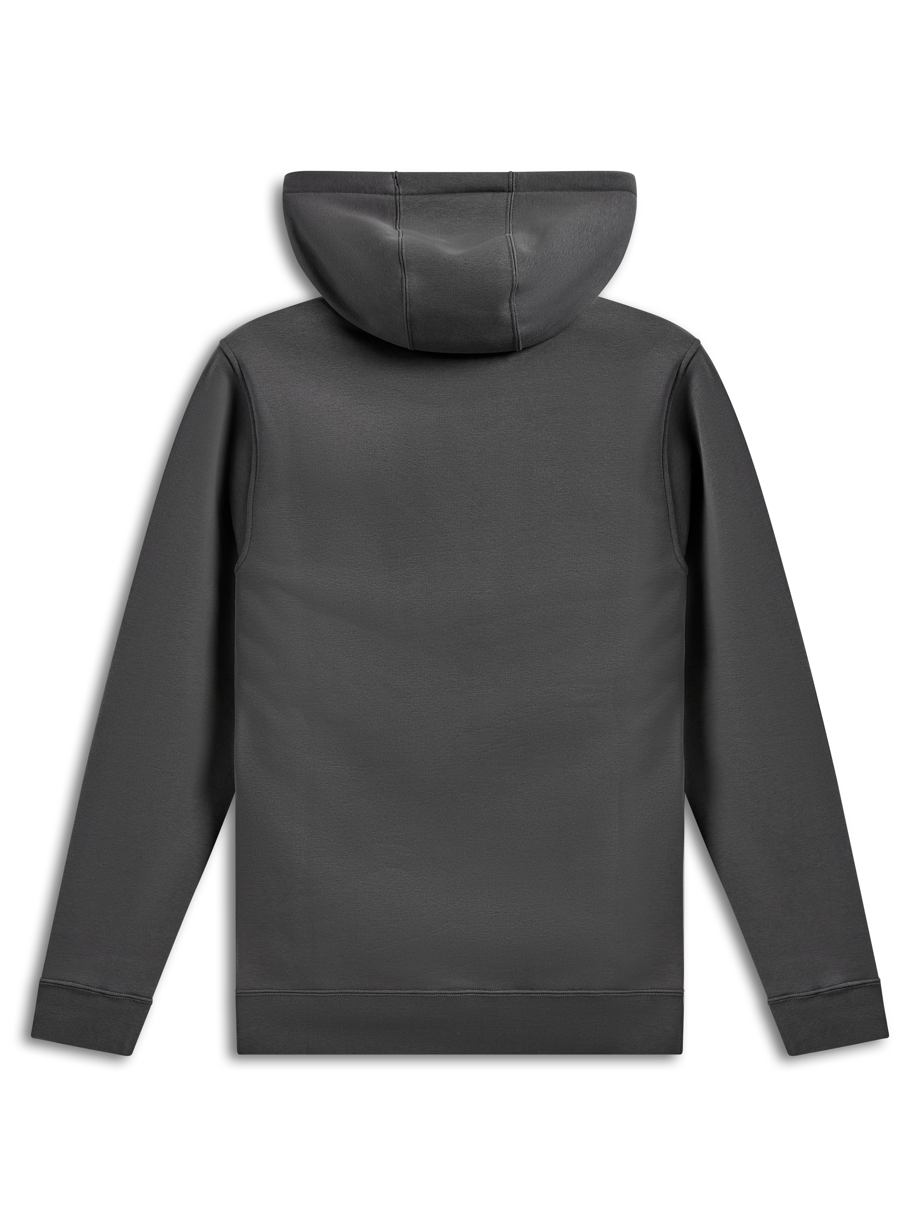 Alpinestars Ellipsoid Hoodie, fleece hoodie met capuchon, Gunmetal grijs, achteraanzicht met effen body en mouwen, geribde manchetten en zoom, casual streetwear geïnspireerd op de motorsport