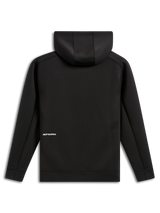 Alpinestars Cypher Hoodie, achteraanzicht, zwart, casual double face fleece hoodie met rits aan de voorzijde, klein wit Alpinestars-woordlogo op de onderrug, capuchon met mesh voering, modern motorsport-geïnspireerd design
