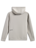 Alpinestars Cypher Hoodie, achteraanzicht, cementgrijs, tri-blend dubbelzijdige fleece, klein zwart woordlogo op de onderrug, capuchon met mesh voering, casual motorsport-geïnspireerde streetwear