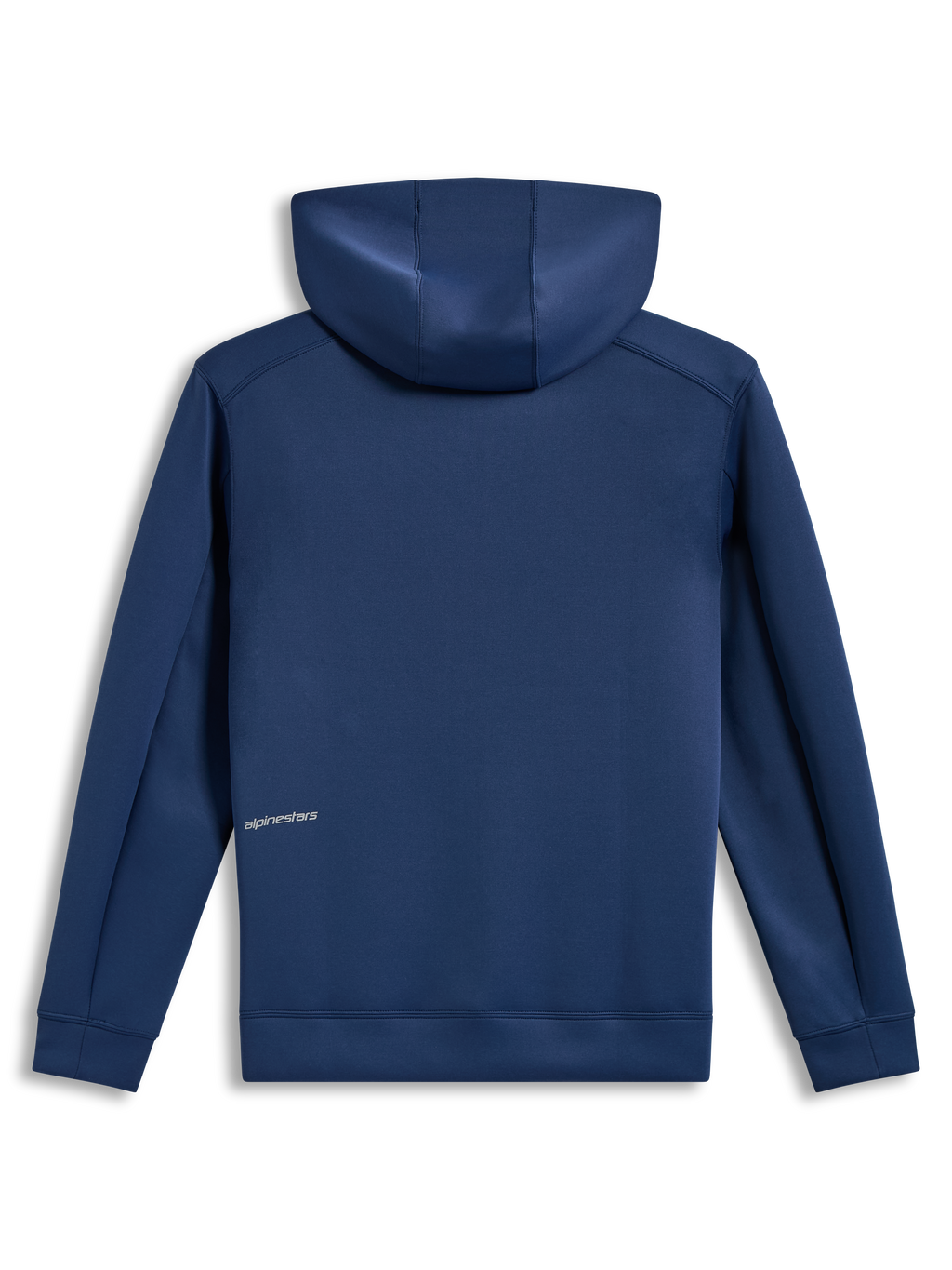 Alpinestars Cypher Hoodie in Steel Blue, tri-blend fleece sportswear shown from the back with word logo detail.