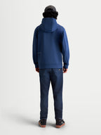Alpinestars Cypher Hoodie, Motorsport-inspired Sportswear, Steel Blue, Men's full-zip double-face fleece hoodie shown from the back, featuring a structured high-neck hood and subtle brand logo on the rear.