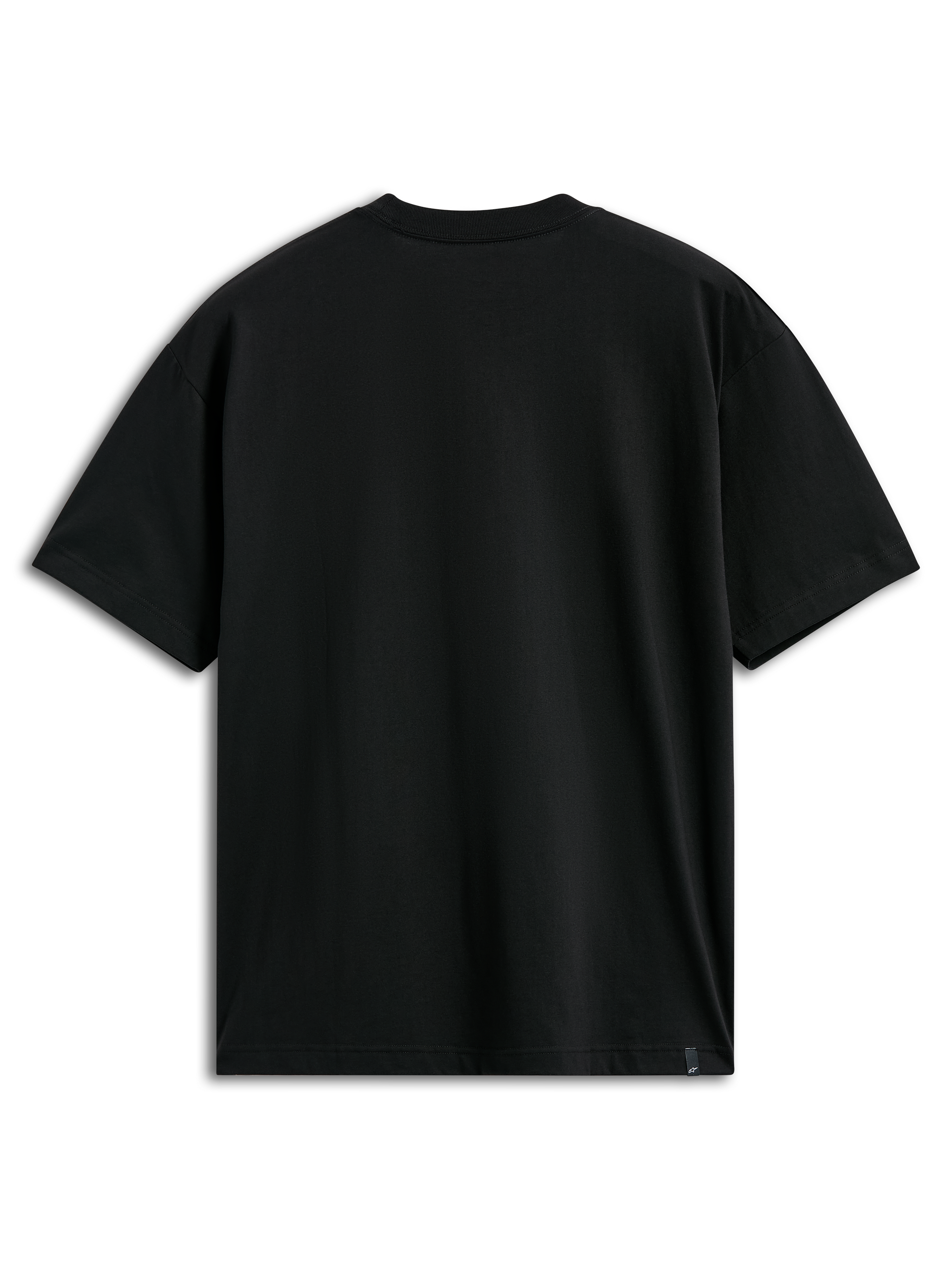 T-shirt Alpinestars Aplomb Oversized CSF, t-shirt à manches courtes, noir, vue de dos, design épuré avec petite étiquette logo à l'ourlet, coupe surdimensionnée style streetwear décontracté