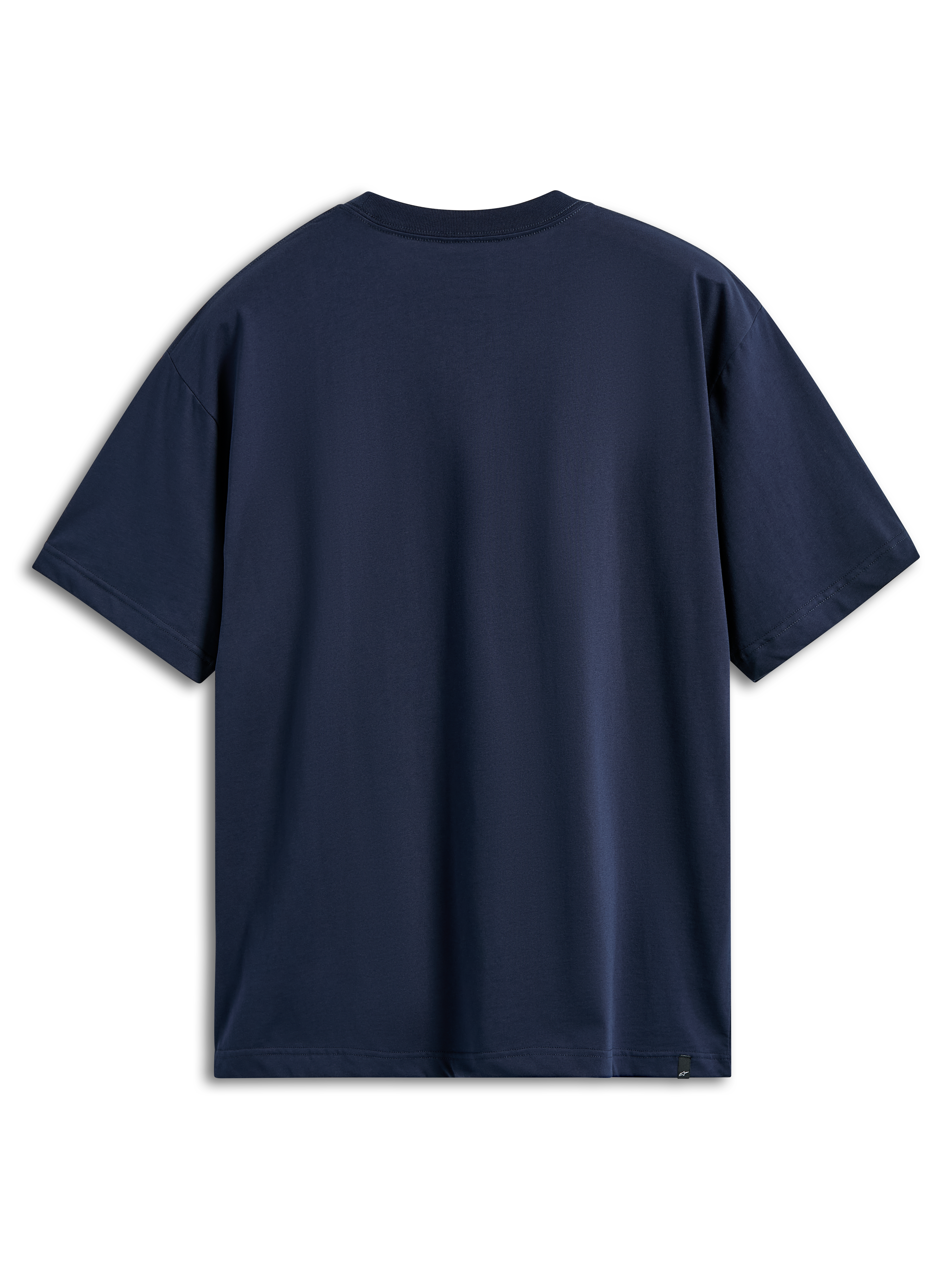Alpinestars Aplomb Oversized CSF Tee, T-shirt met korte mouwen, marineblauw, achteraanzicht, relaxte oversized pasvorm, effen ontwerp met een klein logolabel aan de onderzoom, casual sportkleding