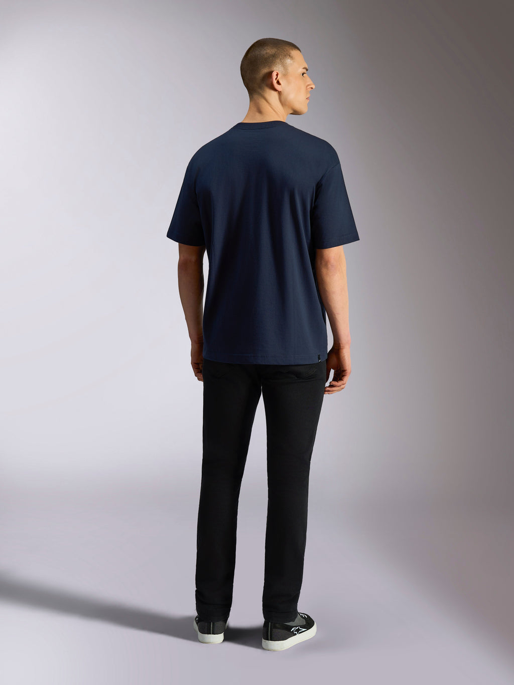 Alpinestars Aplomb Oversized CSF Tee, T-shirt met korte mouwen, navy, achteraanzicht, effen ontwerp met relaxte pasvorm, casual motorsport streetwear