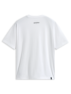 Alpinestars Focused Oversized CSF Tee, T-shirt met korte mouwen, wit, achteraanzicht met klein zwart Alpinestars woordlogo in de nek en extern label aan de zoom, casual motorsport streetwear