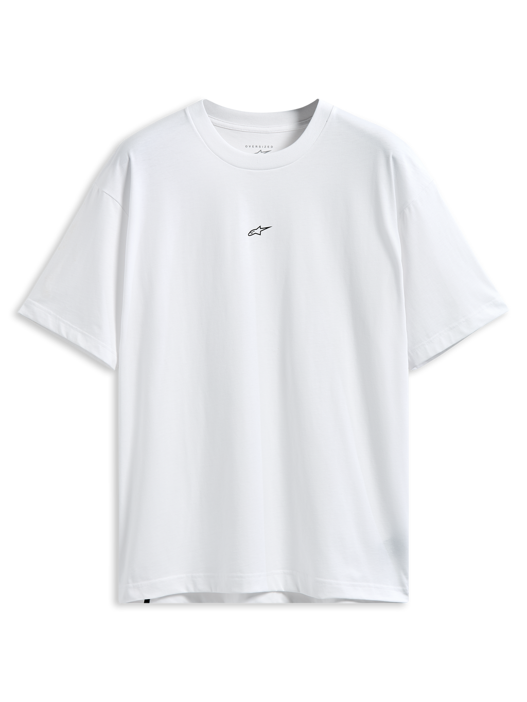 Alpinestars Focused Oversized CSF Tee, T-shirt met korte mouwen, wit, klein zwart Astars-logo op de borst, ontspannen oversized pasvorm, casual motorsport streetwear
