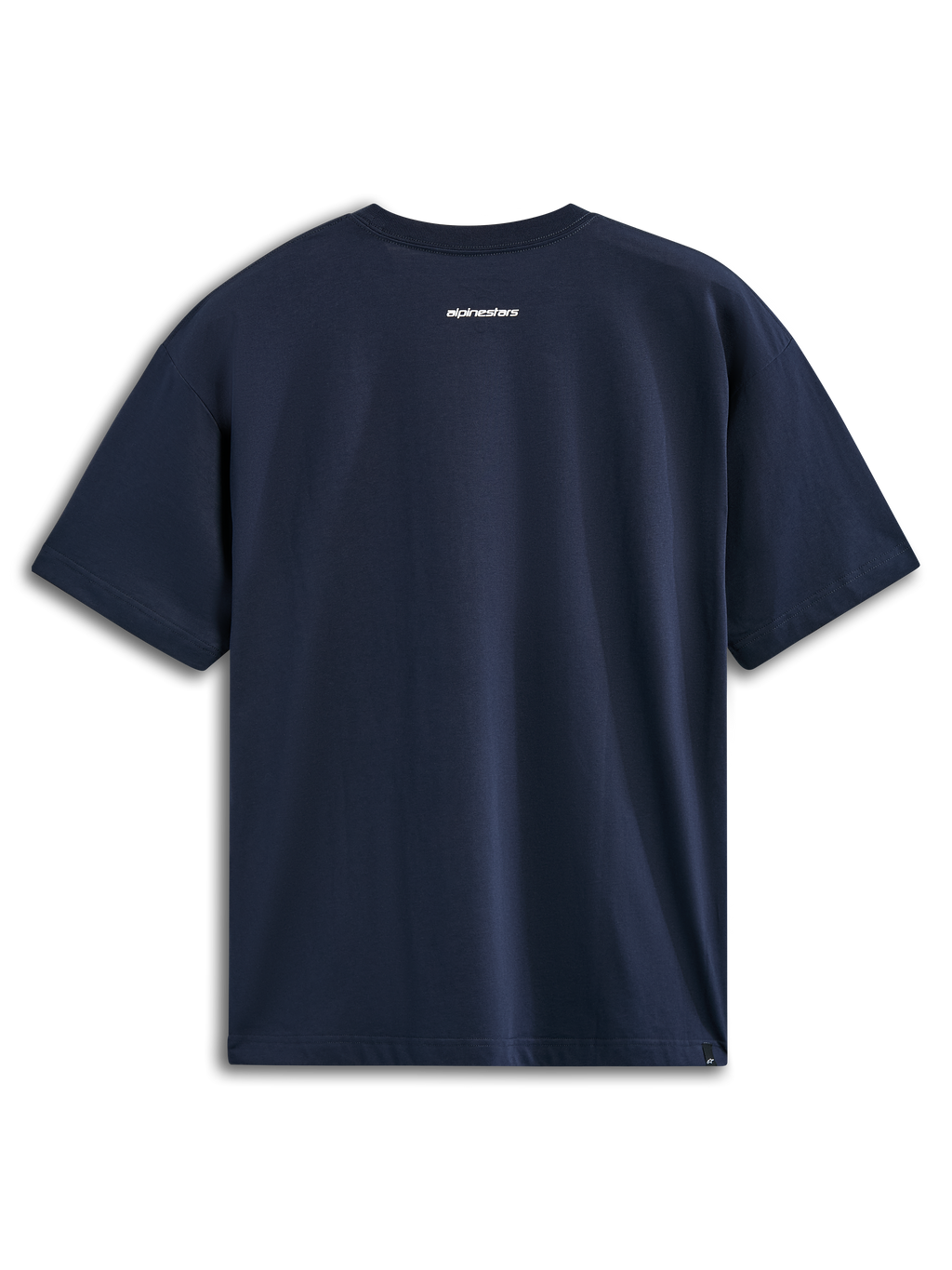 Alpinestars Focused Oversized CSF T-shirt, T-shirt met korte mouwen, navy, achteraanzicht met klein wit Alpinestars-woordlogo, casual motorsport streetwear