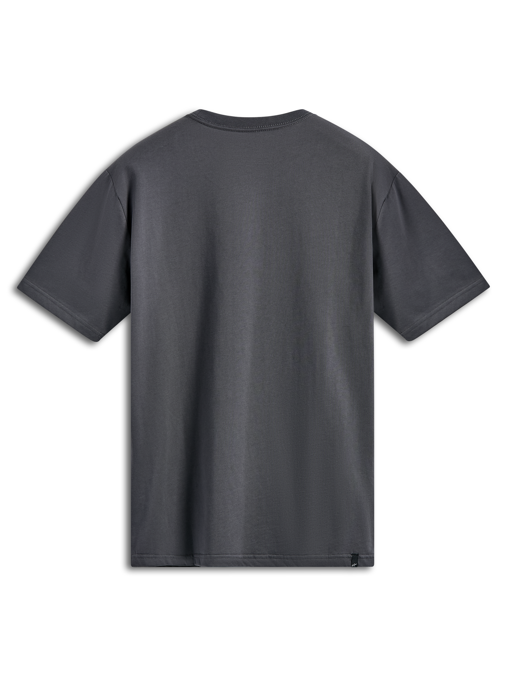 Alpinestars Ellipsoid CSF Tee, Short Sleeve T-Shirt, Charcoal, back view, plain design with small black logo tag on hem, casual sportswear