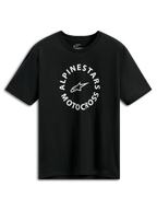 Alpinestars MX CSF Tee, Short Sleeve T-Shirt, Black, White circular Alpinestars Motocross graphic, Casual Motorsport Streetwear