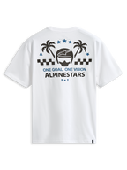 Alpinestars Order CSF Tee, T-shirt met korte mouwen, wit, grafische print op de achterkant met helm en palmbomen, One Goal One Vision tekst, casual motorsport streetwear